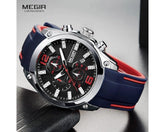 MEGIR 2063 Men's Chronograph Analog Quartz Watch, Silicone Strap Wristwatch - Zamana.pk